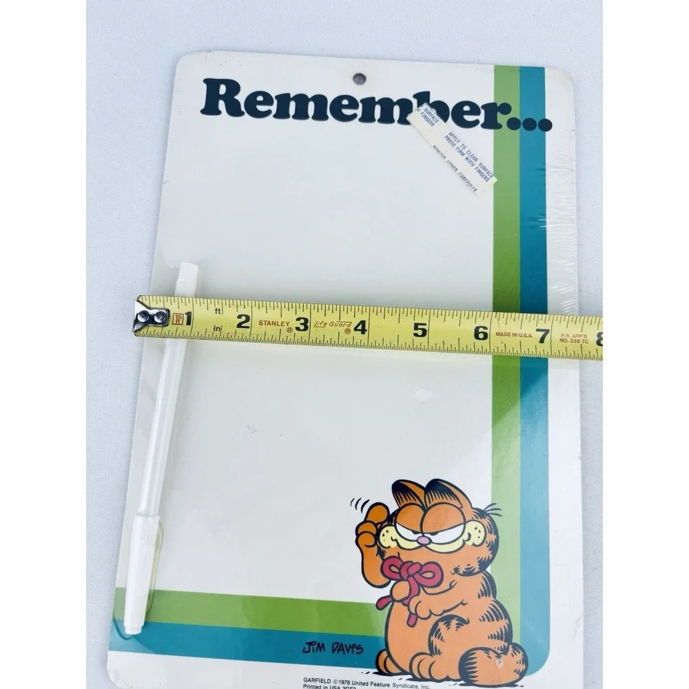 Vintage GARFIELD Remember 1978 Memo Wipe Off Erase Board Webway NOS Sealed‎